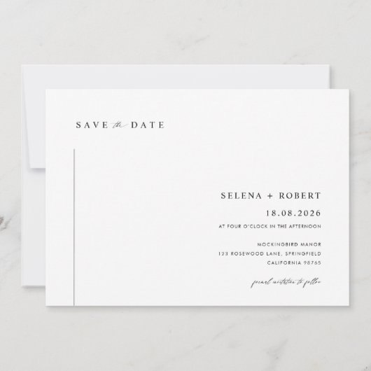 Invitation Élégant Script Moderne Photo Mariage Enregistrer L (Dos)