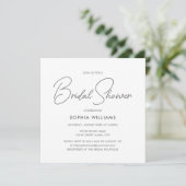 Invitation Élégant Script Moderne pour Baby Shower avec Rayur (Debout devant)