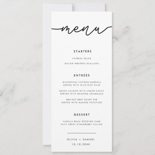 Invitation Élégant Script Moderne Simple Mariage Menu Invitat (Devant)