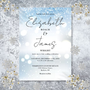 Invitation Élégant script moderne Snowflakes Mariage d'hiver