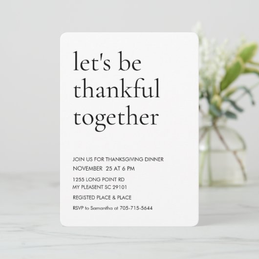 Invitation Élégant script moderne "Soyons reconnaissants ense (Debout devant)