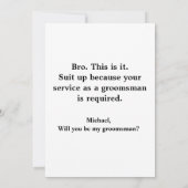 Invitation élégant script moderne tuxedo groomsman propositio (Dos)