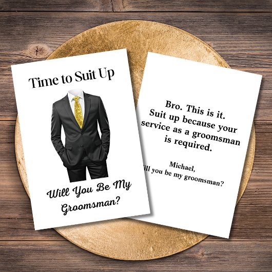 Invitation élégant script moderne tuxedo groomsman propositio
