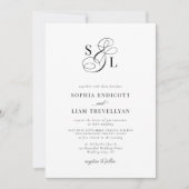 Invitation Élégant script Monogramme Mariage officiel (Devant)