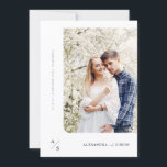 Invitation Élégant script Monogramme photo Mariage<br><div class="desc">Présentant l'Elegant Script Monogram Mariage Photo invitation, parfait pour le couple moderne à la recherche de sophistication et de romance. Cette invitation présente un design minimaliste noir et blanc, mettant en valeur une belle photo de couple entourée de motifs floraux. Le style chic contemporain allie élégance formelle et touche fantaisiste,...</div>