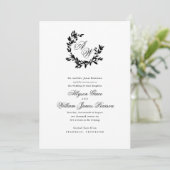 Invitation Élégant Script Monogramme Photo Mariage botanique (Debout devant)