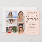 Invitation Élégant Script Multi Photo Graduation Party (Devant)