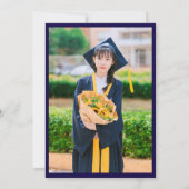 Invitation Élégant Script Navy Blue Graduation Party Photo (Dos)