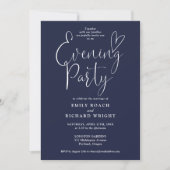 Invitation Élégant Script Navy Blue Mariage Soirée (Devant)