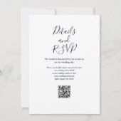 Invitation Élégant Script Navy Blue QR Code Mariage (Dos)
