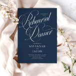 Invitation Élégant Script Navy Blue Rehearsal Dîner<br><div class="desc">Élégant Script Navy Blue Rehearsal Dinner Invitation présente un grand script audacieux et un style élégant.</div>