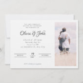 Invitation Élégant script noir blanc Mariage photo (Devant)