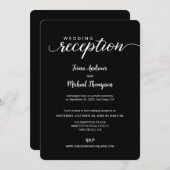 Invitation Élégant script Noir Blanc Mariage Réception seulem (Devant / Derrière)