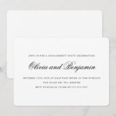 Invitation Élégant Script Noir et Blanc Fête de Fiançailles F (Devant / Derrière)