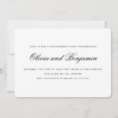 Invitation Élégant Script Noir et Blanc Fête de Fiançailles F (Devant)