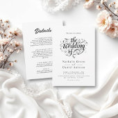 Invitation Élégant Script noir et blanc Mariage classique