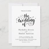 Invitation Élégant Script noir et blanc Mariage moderne (Devant)