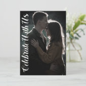 Invitation Élégant script noir et blanc Mariage photo (Debout devant)