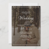 Invitation Élégant script noir et blanc Mariage photo frontiè (Devant)