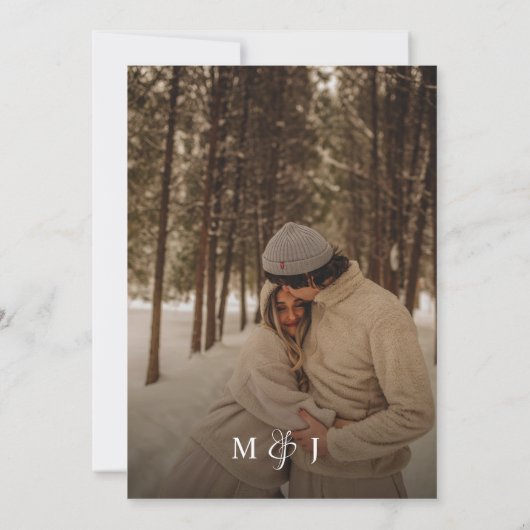 Invitation Élégant script noir et blanc Mariage photo frontiè (Dos)