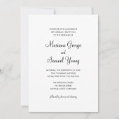 Invitation Élégant script noir et blanc Mariage simple (Devant)