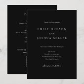 Invitation Élégant script noir et blanc tout en un Mariage (Devant / Derrière)