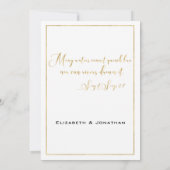 Invitation Élégant script noir et or et Mariage frontalier (Dos)