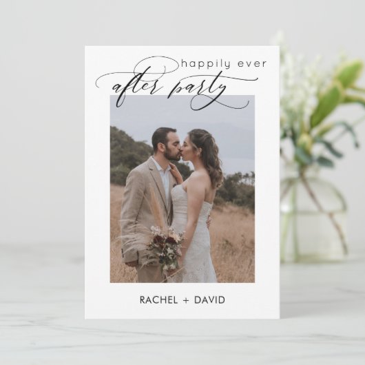 Invitation Élégant Script Nous Avons Elopé Photo Mariage Réce (Debout devant)