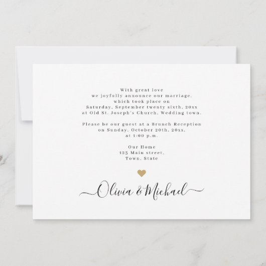 Invitation Élégant script "nous avons fui" mariage photo mode (Dos)