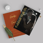 Invitation Élégant script Ochre Mustard Mariage photo