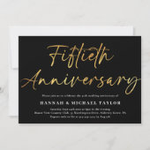 Invitation Élégant script or 50e anniversaire Mariage (Devant)