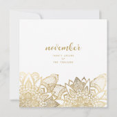 Invitation Élégant script or blanc mariage de mandala floral (Dos)