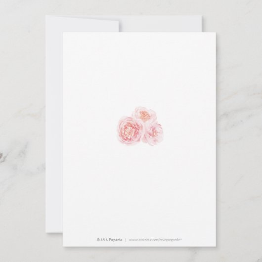 Invitation Elégant script or blush floral surprise anniversai (Dos)