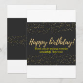 Invitation Élégant script or Joyeux anniversaire - Confetti (Devant / Derrière)