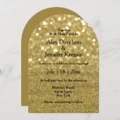 Invitation élégant script or luxe scintille mariage d'arc (Devant / Derrière)