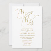 Invitation Élégant Script Or Mr Et Mrs Mariage Photo (Devant)