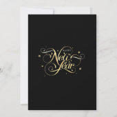 Invitation Élégant Script Or Noir Nouvel An (Dos)