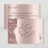 Invitation Élégant Script Pailleté Or Rose (Devant / Derrière)
