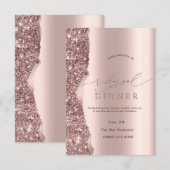 Invitation Élégant Script Pailleté Or Rose (Devant / Derrière)
