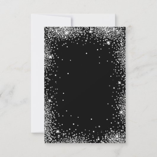 Invitation Élégant Script Parties scintillant Argent Noir 18e (Dos)