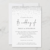 Invitation Élégant Script Parties scintillant argent QR Code  (Devant)