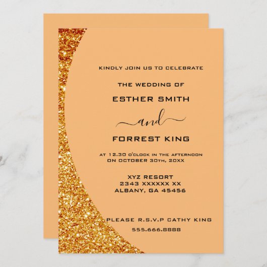 Invitation Élégant script Parties scintillant or  Accent Mari (Devant / Derrière)