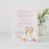 Invitation Elégant script Perles & Prosecco Douche nuptiale (Debout devant)