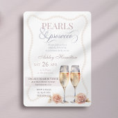 Invitation Elégant script Perles & Prosecco Douche nuptiale