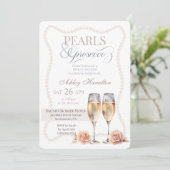 Invitation Elégant script Perles & Prosecco Douche nuptiale (Debout devant)