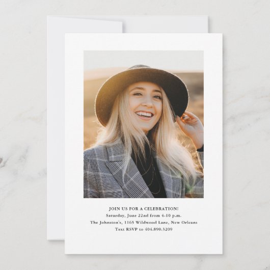 Invitation Élégant script photo Graduation (Dos)