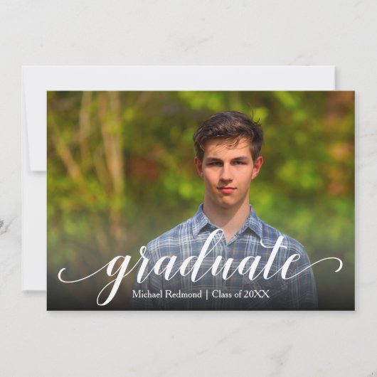 Invitation Élégant Script Photo Graduation Party (Devant)