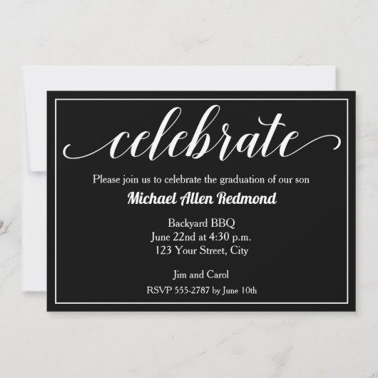 Invitation Élégant Script Photo Graduation Party (Dos)