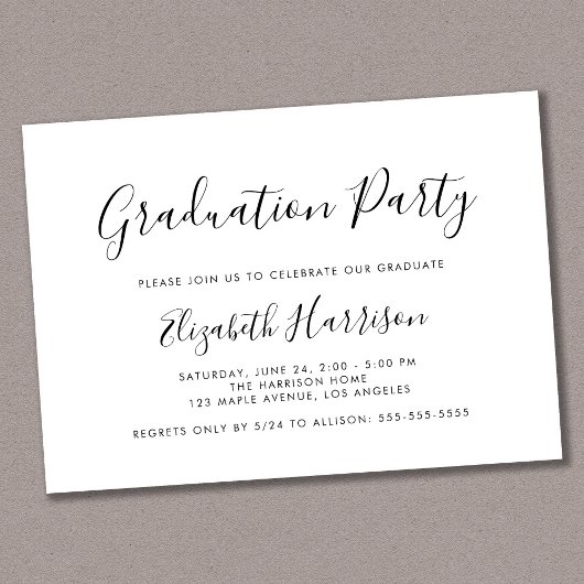 Invitation Élégant Script Photo Graduation Party