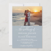 Invitation Élégant Script Photo Gris Clair Mariage (Devant)
